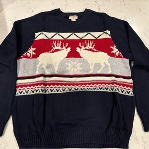 Dockers Festive Navy and Red Crewneck Sweater